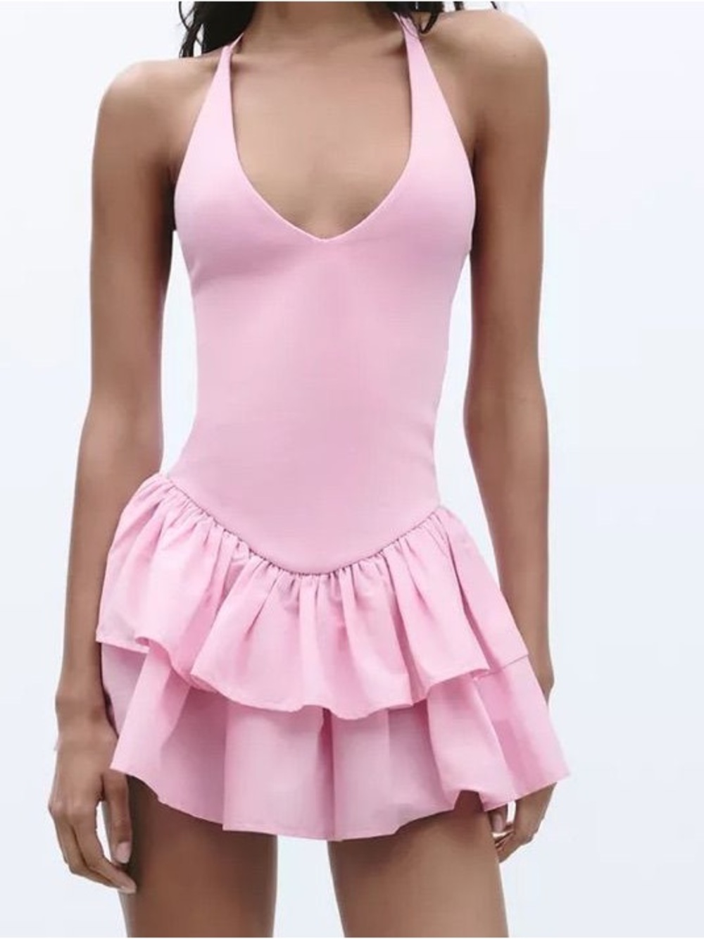 Zara Combination Halter Dress Med Balletcore Mini Dress Insta Fav Festival Party